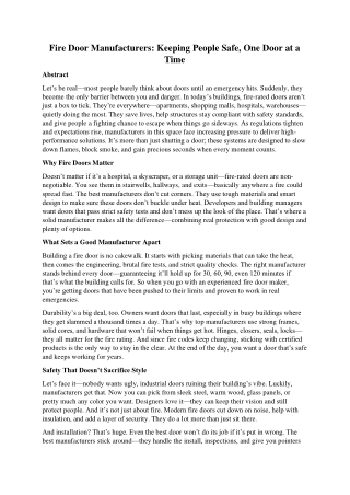 Fire Door Manufacturers: Keeping People Safe, One Door at a Time