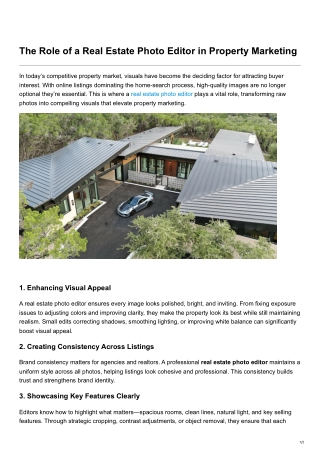 The Role of a Real Estate Photo Editor in Property Marketing