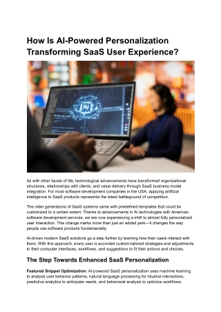 How Is AI-Powered Personalization Transforming SaaS User Experience?