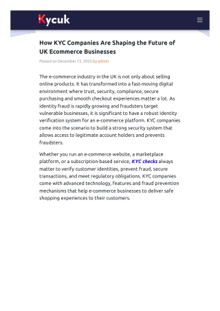 How KYC Companies Are Shaping the Future of UK Ecommerce Businesses