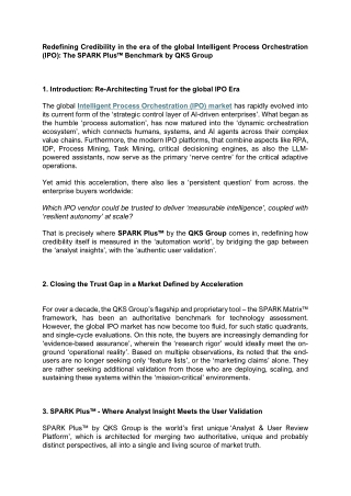 Spark plus Intelligent Process Orchestration (IPO) market