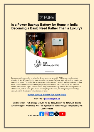 Is a Power Backup Battery for Home in India Becoming a Basic Need Rather Than a