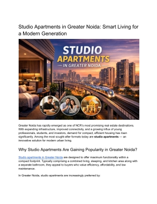 Studio Apartments in Greater Noida_ Smart Living for a Modern Generation