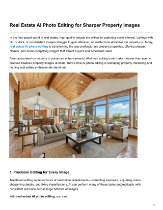 Real Estate AI Photo Editing for Sharper Property Images
