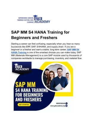 SAP MM S4 HANA Training for Beginners and Freshers