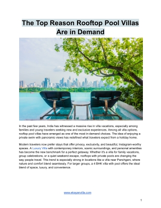 The Top Reason Rooftop Pool Villas Are in Demand