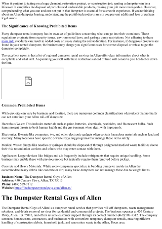 What Products Are Prohibited in Your Allen Dumpster Rental?