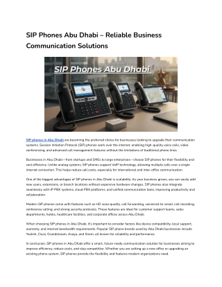 SIP Phones Abu Dhabi – Reliable Business Communication Solutions