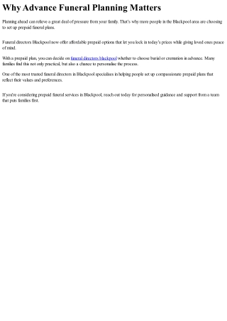 Eco-Friendly Funeral Services in Blackpool