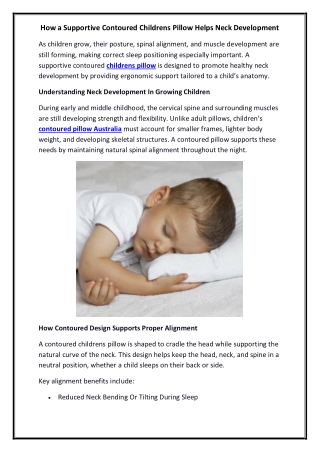 How a Supportive Contoured Childrens Pillow Helps Neck Development