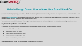Website Design Guam: How GuamWEBZ Helps Brands Stand Out Online