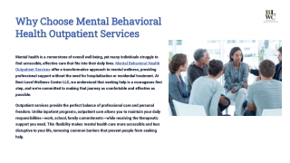 Why Choose Mental Behavioral Health Outpatient Services