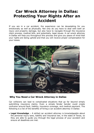 Car Wreck Attorney in Dallas_ Protecting Your Rights After an Accident