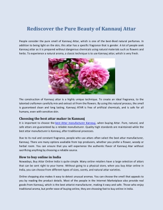 Rediscover the Pure Beauty of Kannauj Attar