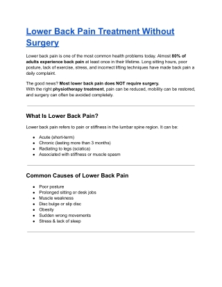 Lower Back Pain Treatment Without Surgery