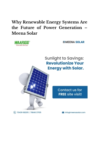 Why Renewable Energy Systems Are the Future of Power Generation - Meena Solar