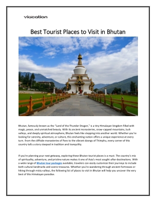 Best Tourist Places to Visit in Bhutan
