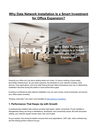 Why Data Network Installation Is a Smart Investment for Office Expansion?