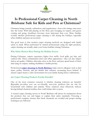 Is Professional Carpet Cleaning in North Brisbane Safe for Kids and Pets at Christmas