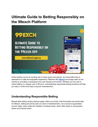 Ultimate Guide to Betting Responsibly on the 99exch Platform