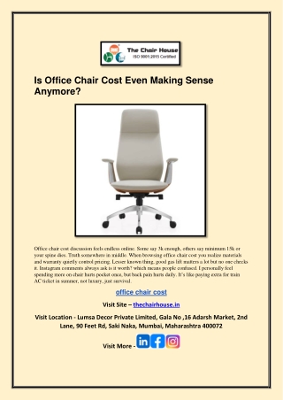 Is Office Chair Cost Even Making Sense Anymore?