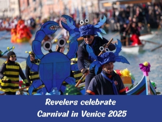 Revelers celebrate Carnival in Venice 2025