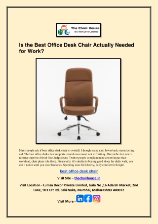 Is the Best Office Desk Chair Actually Needed for Work?