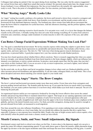 Resting Angry vs. Resting Friendly: Botox Strategies That Work