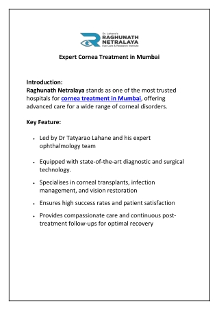 Expert Cornea Treatment in Mumbai