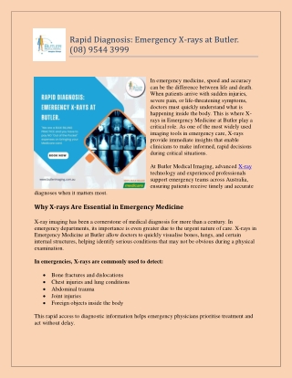 Rapid Diagnosis Emergency X-rays at Butler. (08) 9544 3999