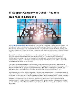 IT Support Company in Dubai – Reliable Business IT Solutions