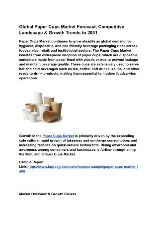 Global Paper Cups Market