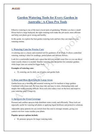 Garden Watering Tools for Every Garden in Australia | A‑Class Pro Tools