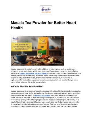 Masala Tea Powder for Better Heart Health