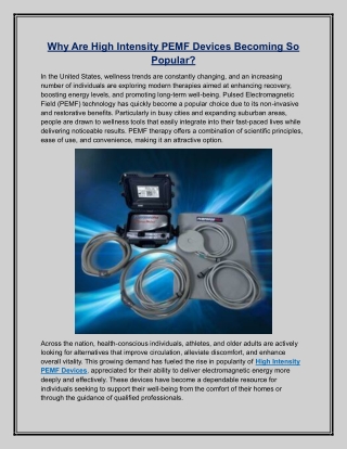 Why Are High Intensity PEMF Devices Becoming So Popular?