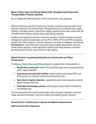 Diameter Mix & Pressure Classes in Demand | Sample Report by Ken Research