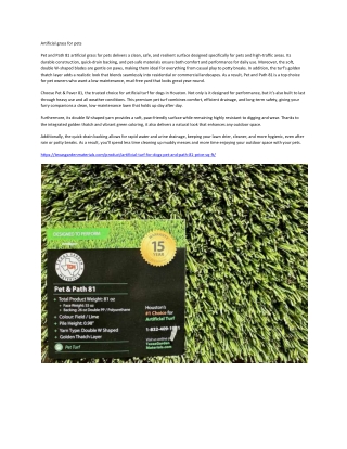 Artificial grass for pets