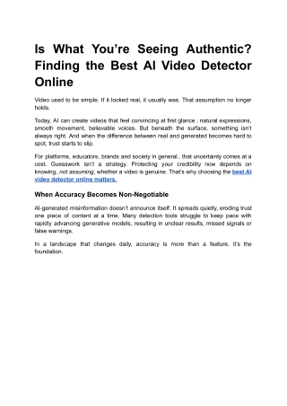Is What You’re Seeing Authentic? Finding the Best AI Video Detector Online