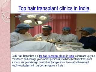 Looking for Best Top hair transplant clinics in India