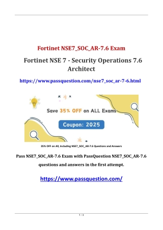 NSE7_SOC_AR-7.6 NSE 7 - Security Operations 7.6 Architect PDF Questions