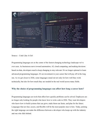Advanced Programming Languages That Will Help You Sustain in 2026