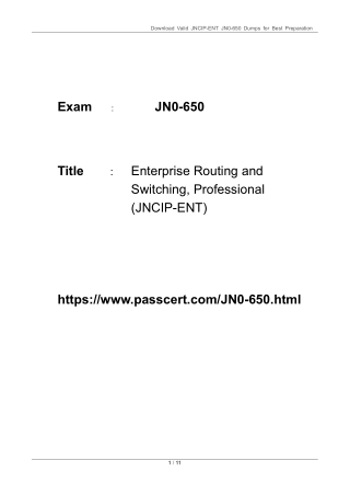 Juniper JNCIP-ENT JN0-650 Certification PDF Dumps