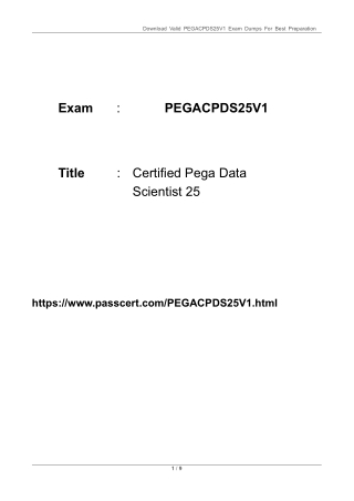 PEGACPDS25V1 Certified Pega Data Scientist 25 Dumps