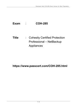 Cohesity Protection Professional NetBackup Appliances COH-285 PDF Dumps
