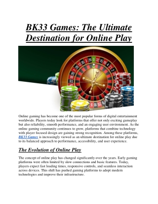 BK33 Games The Ultimate Destination for Online Play
