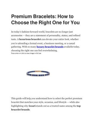 Premium Bracelets How to Choose the Right One for You