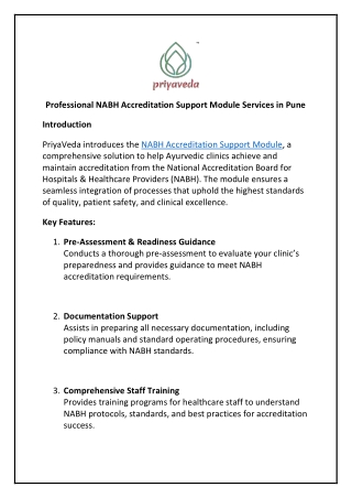 Professional NABH Accreditation Support Module Services in Pune