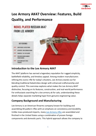 Lee Armory AK47 Overview Features, Build Quality, and Performance