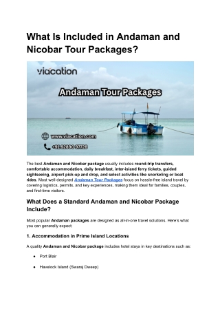What Is Included in Andaman and Nicobar Tour Packages
