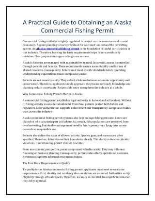 A Practical Guide to Obtaining an Alaska Commercial Fishing Permit
